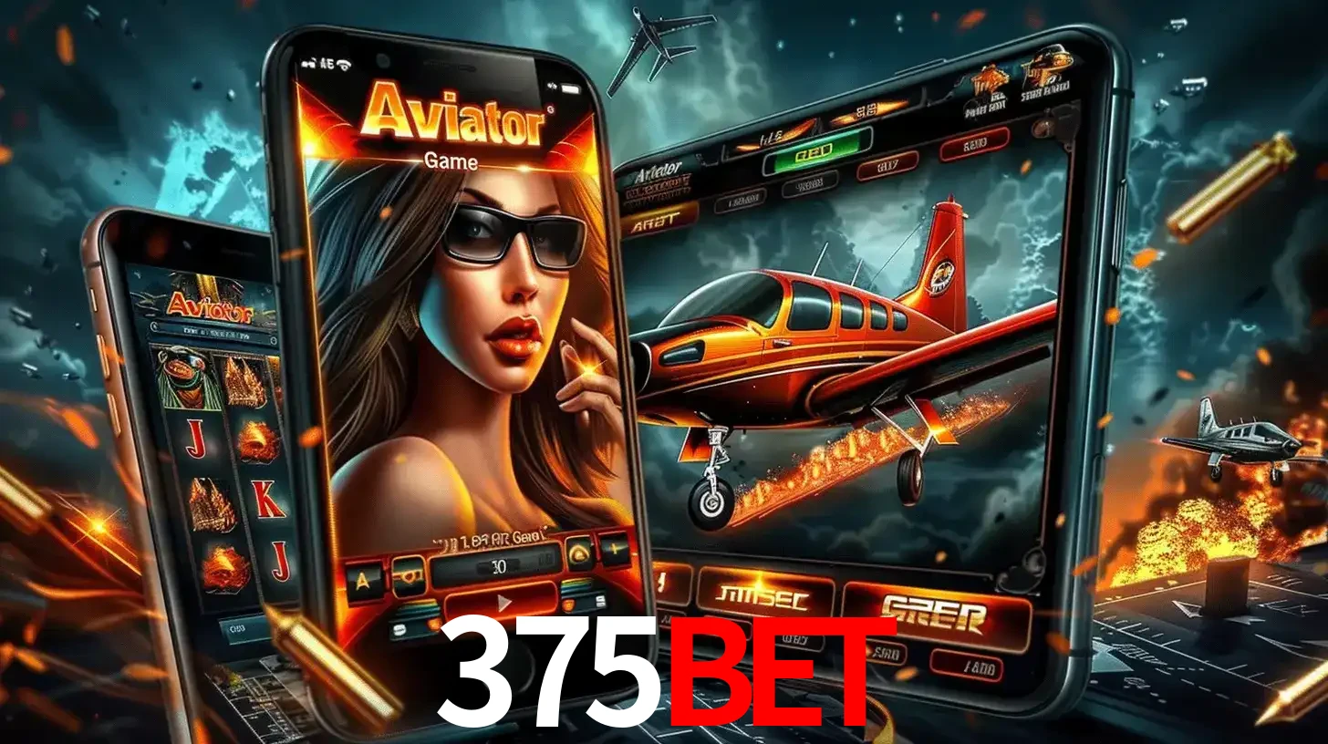 O popular jogo de apostas Aviator exibido em vários celulares e tablets, mostrando a interface emocionante e a ação de voo disponíveis para jogar agora no 375bet.