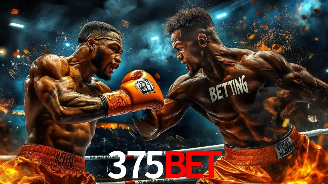 Dois boxeadores em uma luta intensa e explosiva, representando a adrenalina e as oportunidades de apostas em esportes de combate disponíveis na plataforma 375bet.