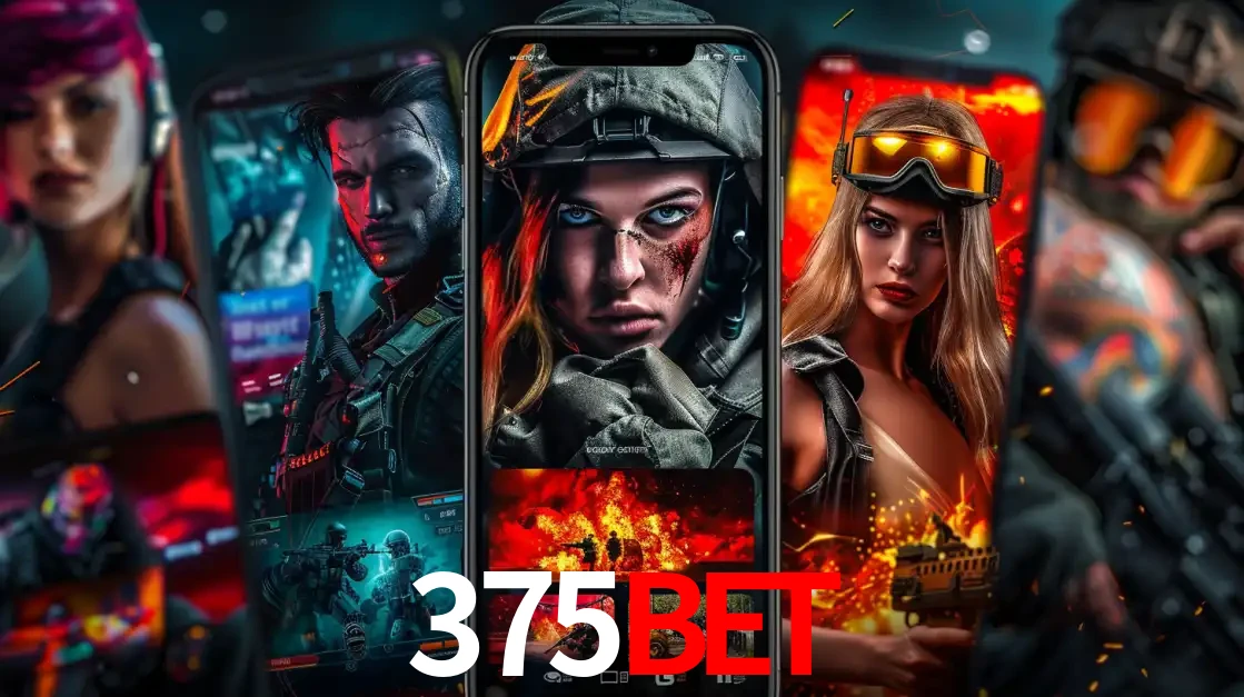Montagem de telas de celular mostrando diversos personagens, masculinos e femininos, de um jogo de tiro, ilustrando a diversidade de equipes de e-sports para apostar no 375bet.