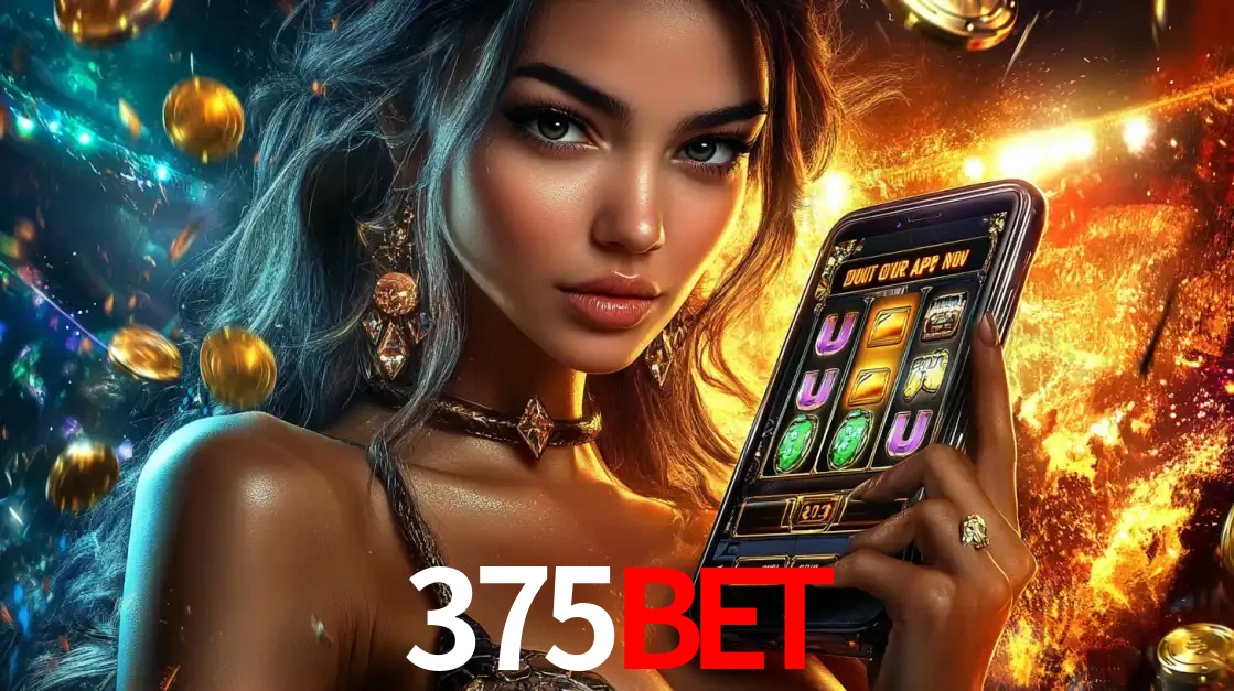 Mulher elegante mostrando um jogo de caça-níqueis em seu smartphone, destacando a experiência de cassino móvel oferecida pelo aplicativo 375bet.